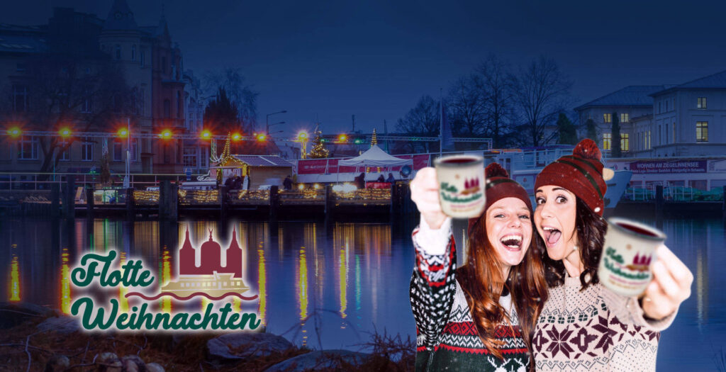 Flotte Weihnachten am Schlossanleger der WEISSEN FLOTTE Schwerin - Steg 3